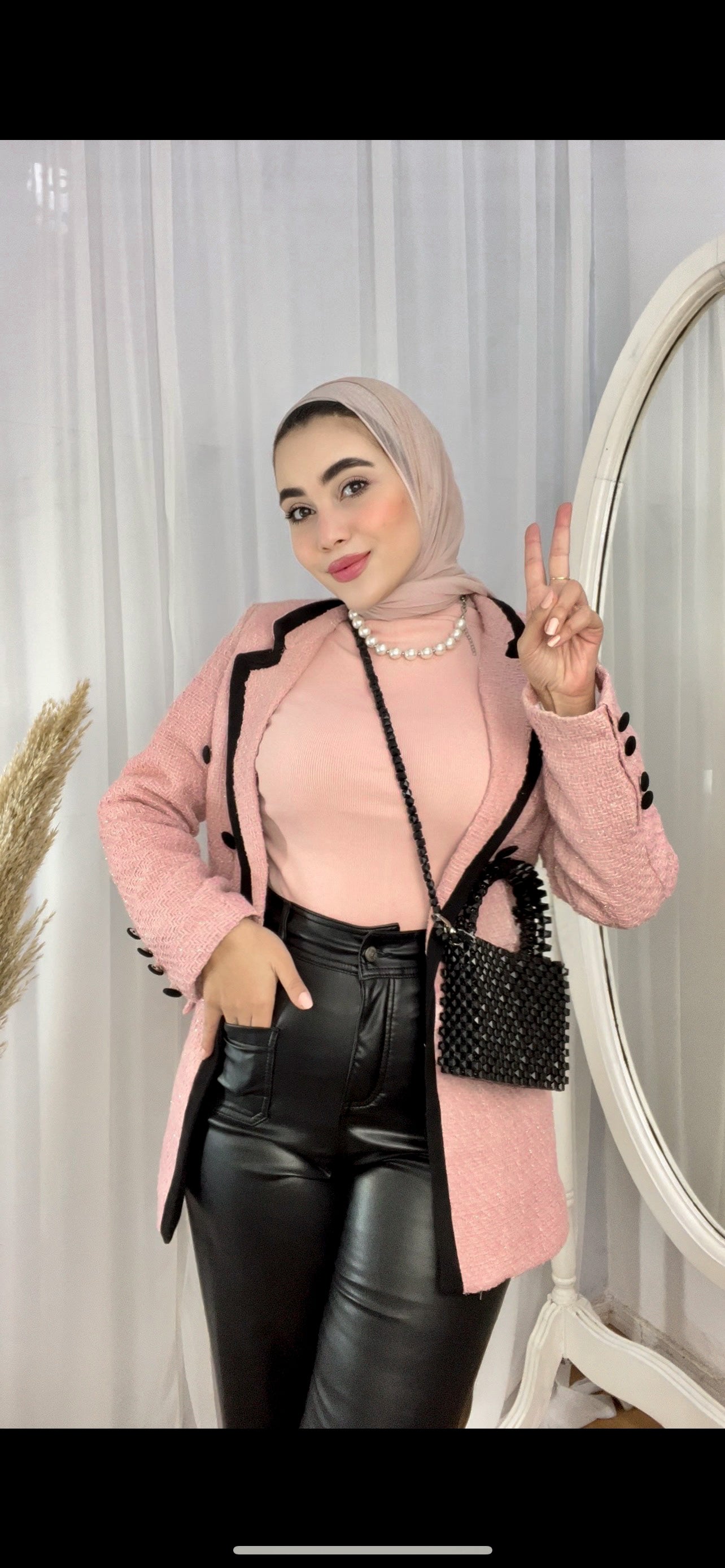 بليزر فورمال بينك مع أسود  صوف زارا