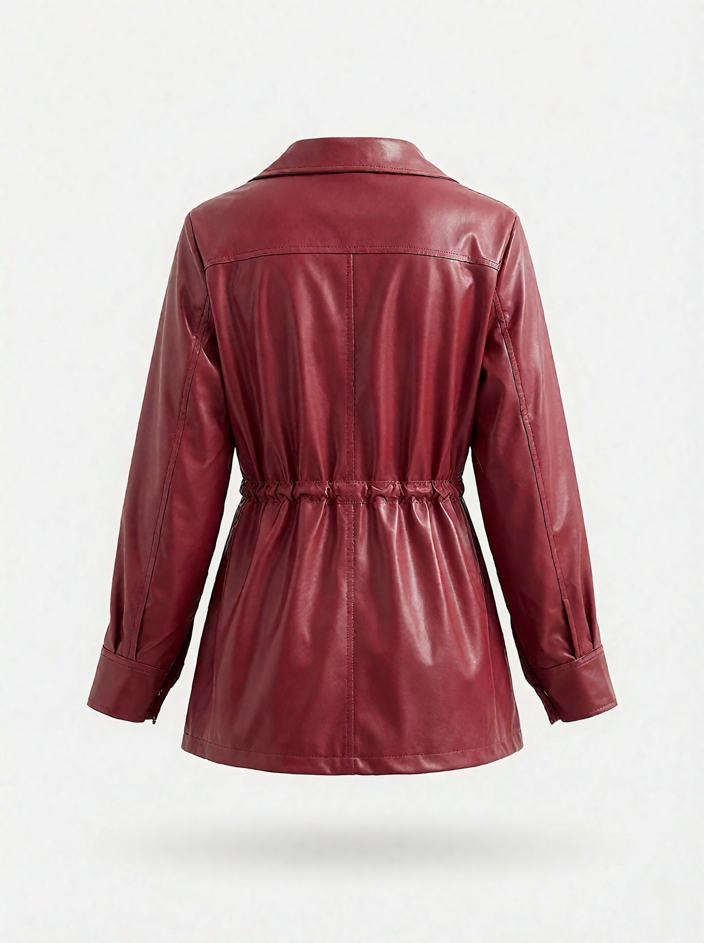 Leather Jacket with Waist Tie