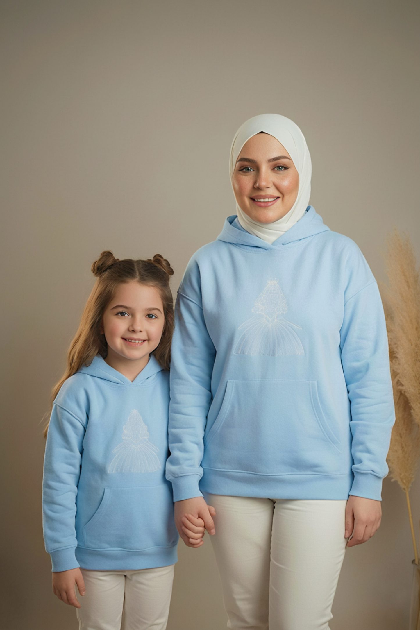 Enchanted Princess Embroidered Hoodie - Baby Blue Fleece-Lined Hoodie