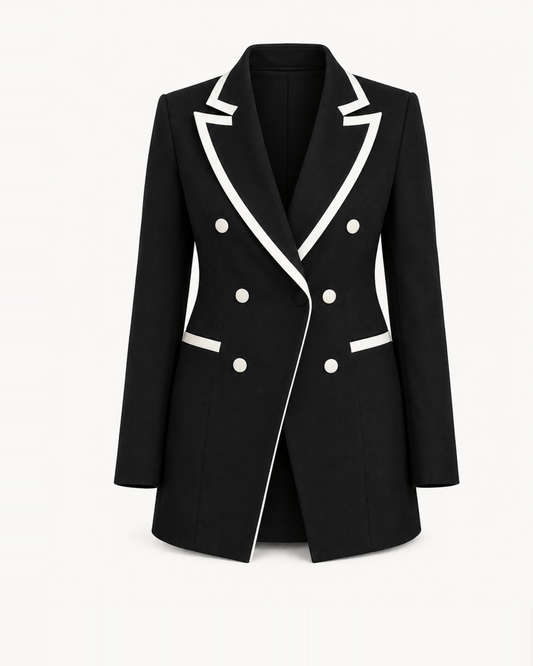 Bold Line Plus Size Blazer in Black ghost mannequin