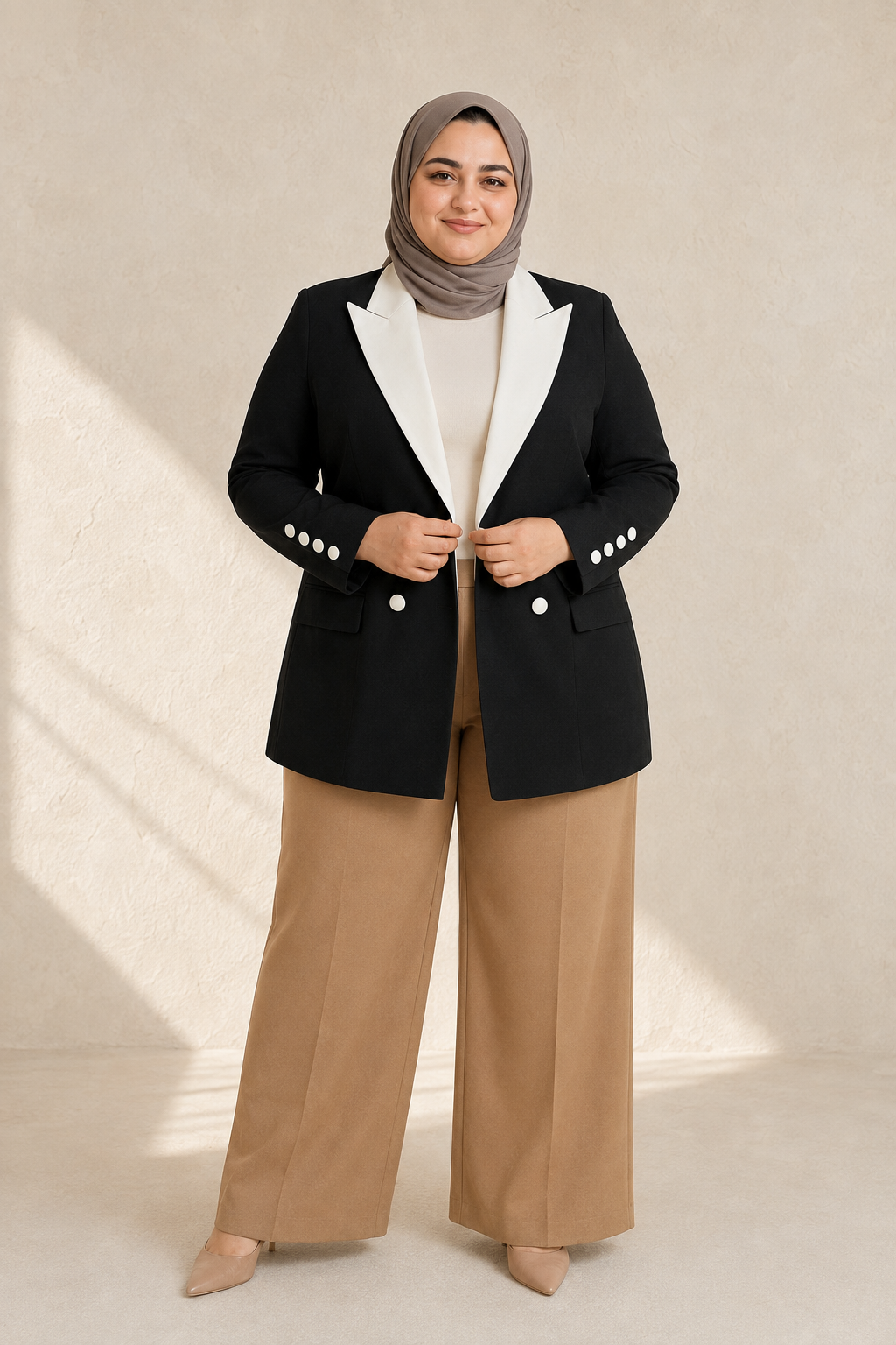 V-Cut Plus Size blazer in Black