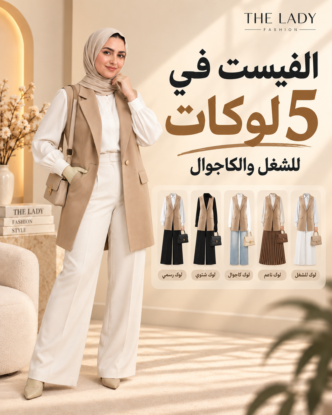 Tailored vest styling ideas for hijab outfits