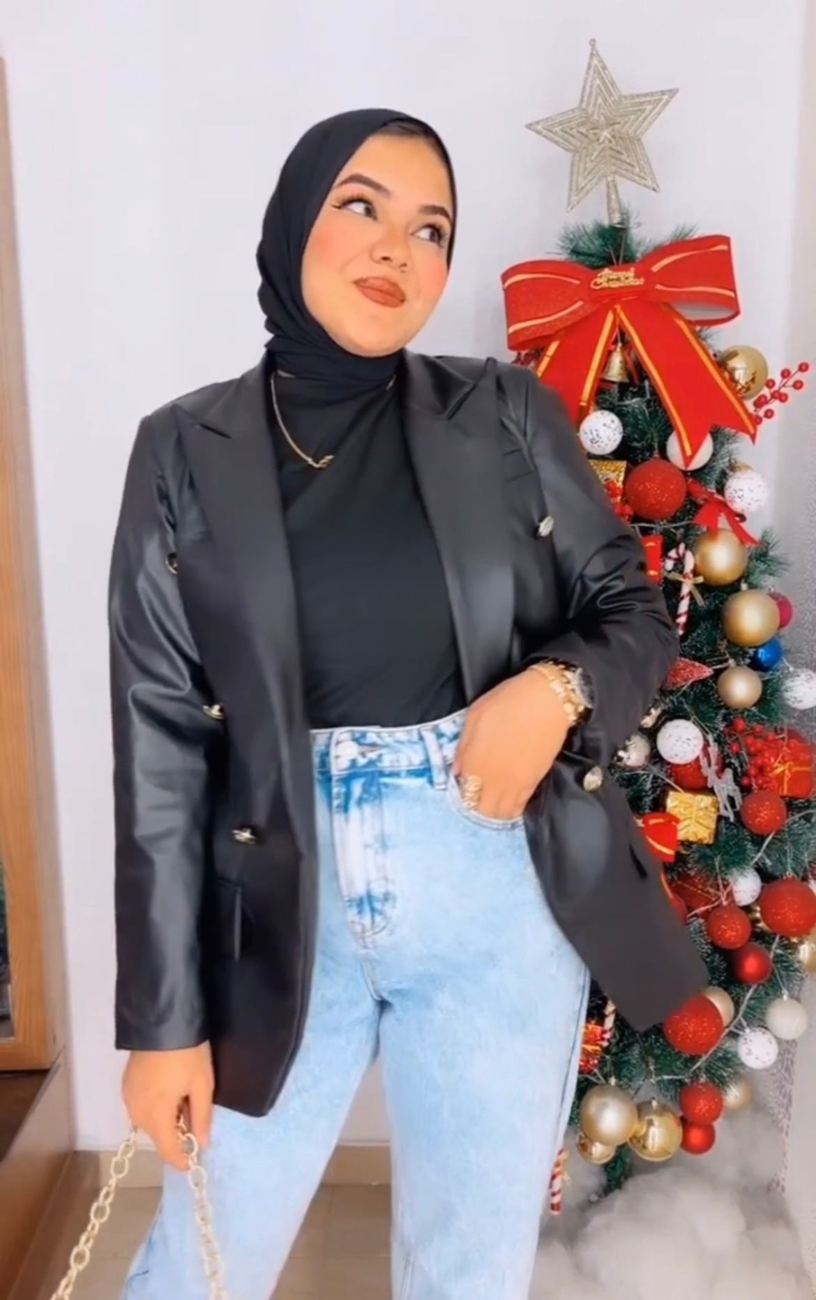 Leather V-Cut Blazer