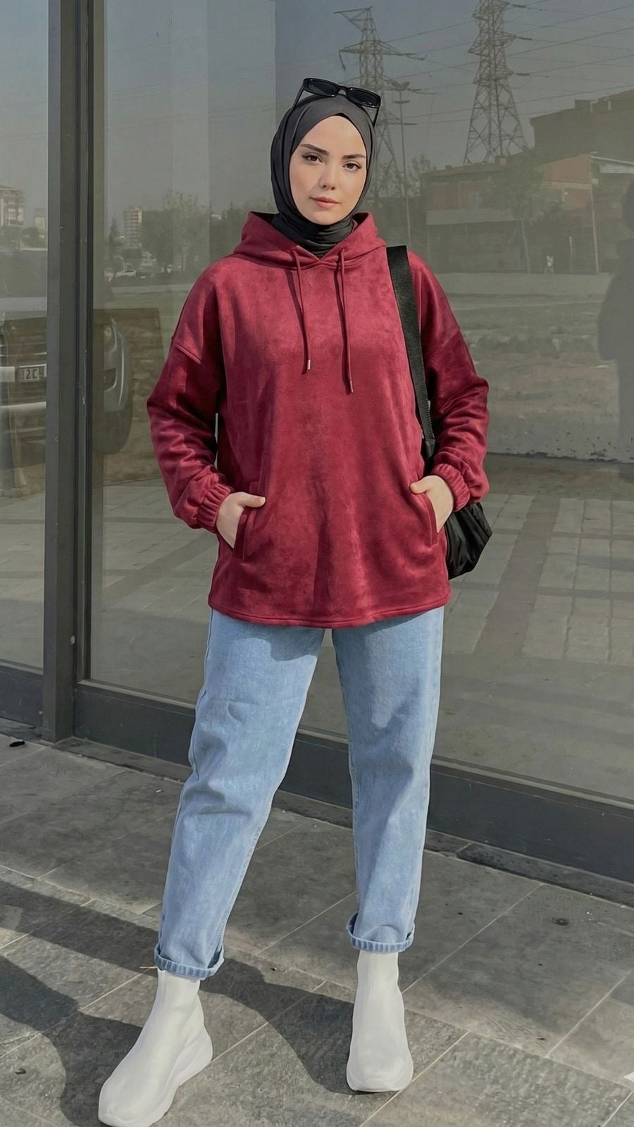 Suede Hoodie Sweatshirt