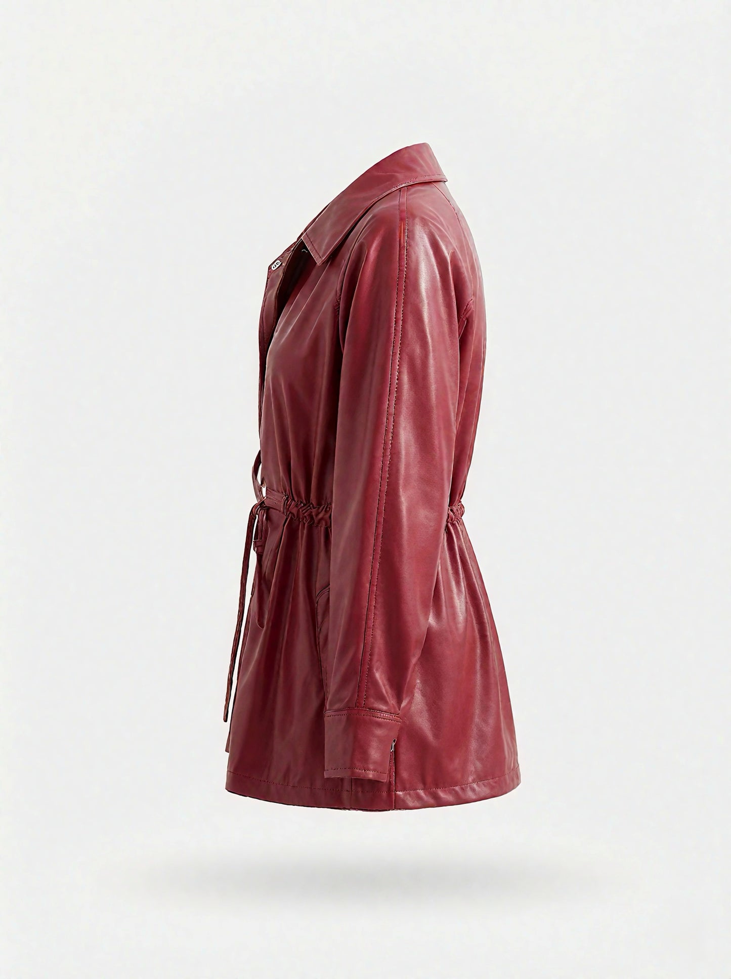 Leather Jacket with Waist Tie