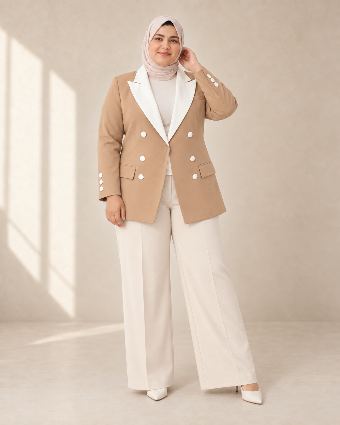 V-Cut Contrast-Lapel Blazer Plus Size - The Lady - product image 2