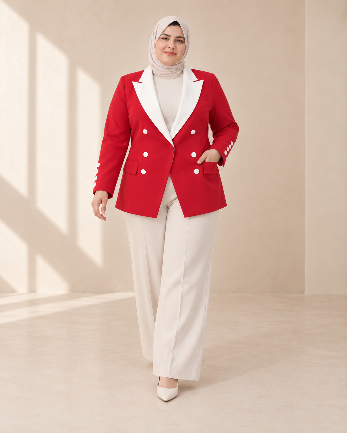 V-Cut Contrast-Lapel Blazer Plus Size - The Lady - product image 4