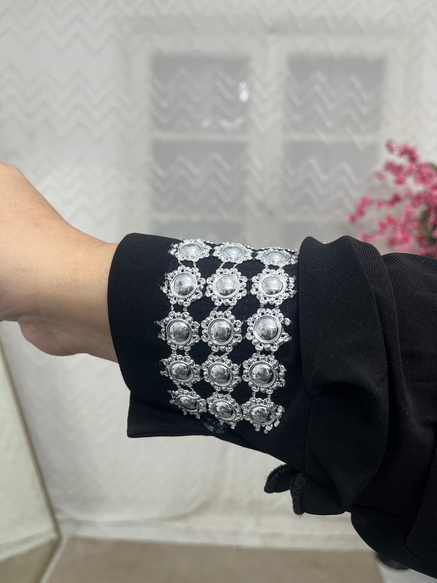 Elegant Black Prayer Abaya with Silver Embroidery