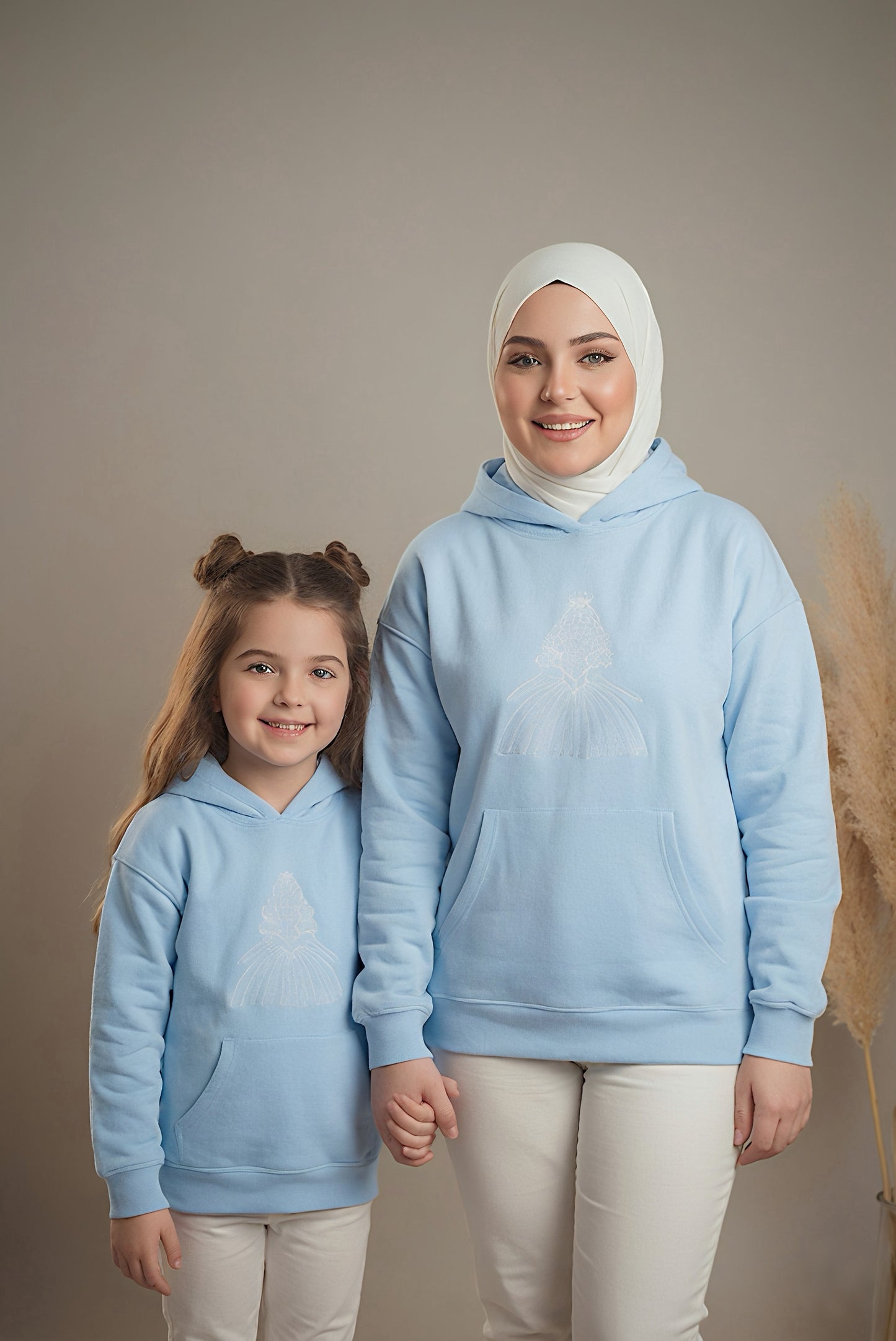 Enchanted Princess Embroidered Hoodie - Baby Blue Fleece-Lined Hoodie