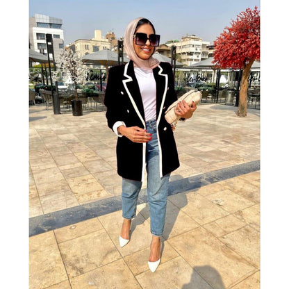 بليزر مزدوج الأزرار بحواف بيضاء – صورة المنتج 1