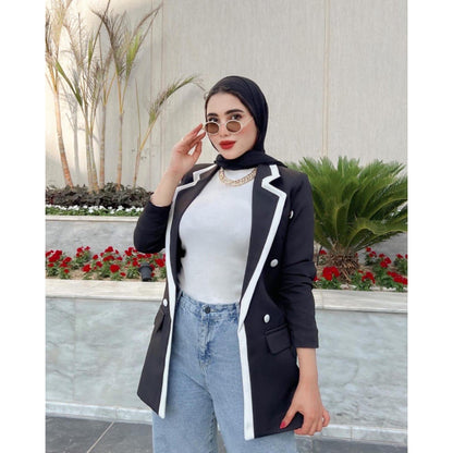 بليزر مزدوج الأزرار بحواف بيضاء – صورة المنتج 9