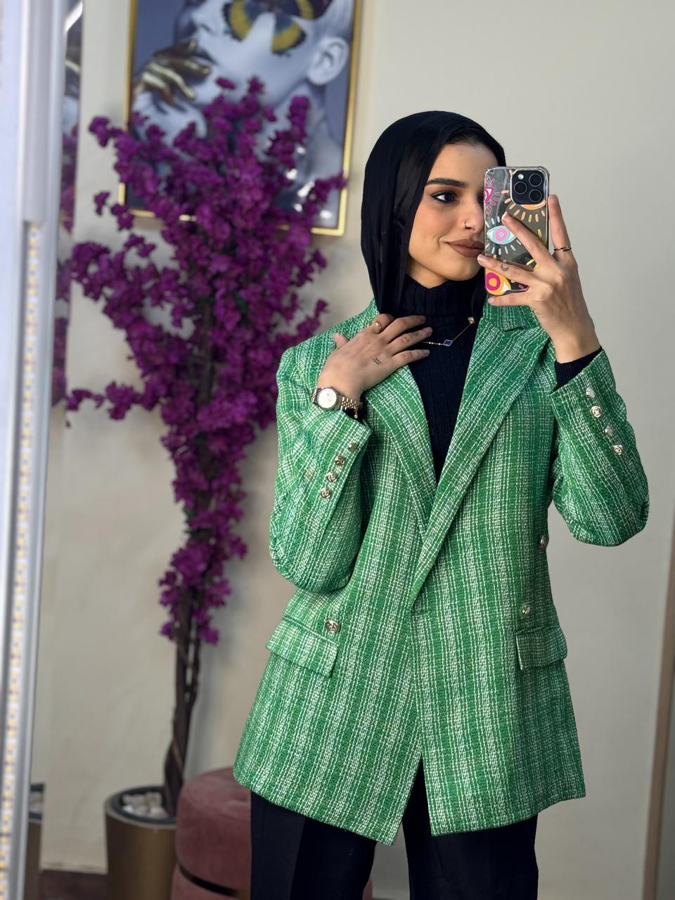 Green Checkered Blazer