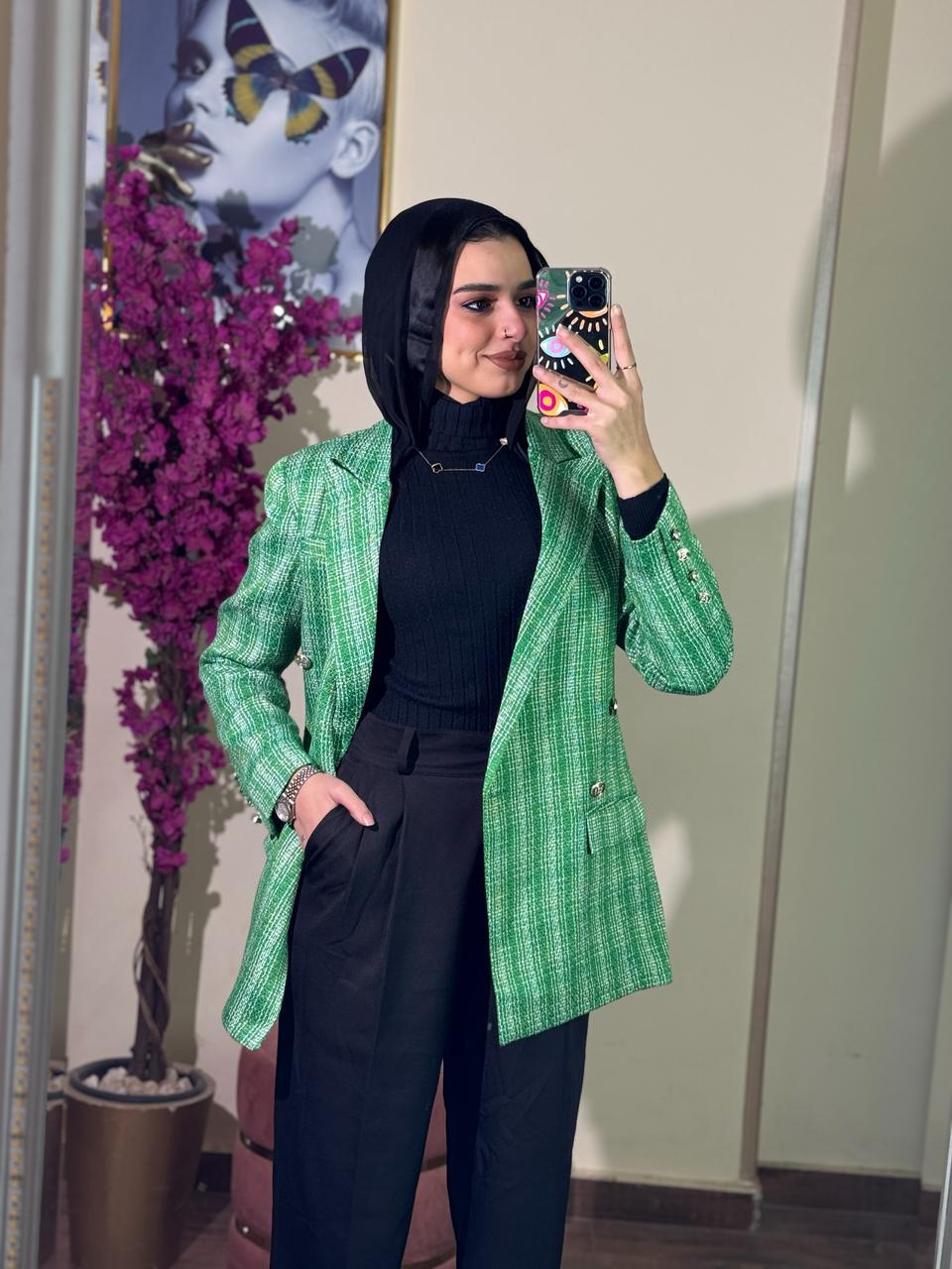 Green Checkered Blazer