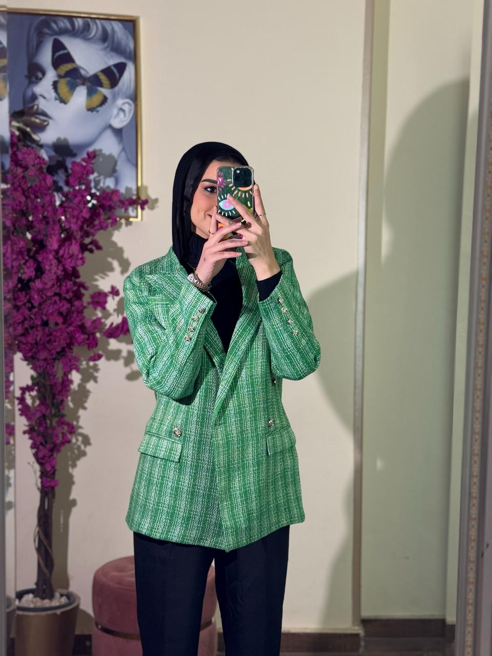 Green Checkered Blazer