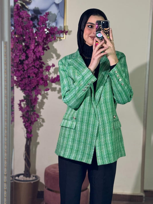 Green Checkered Blazer