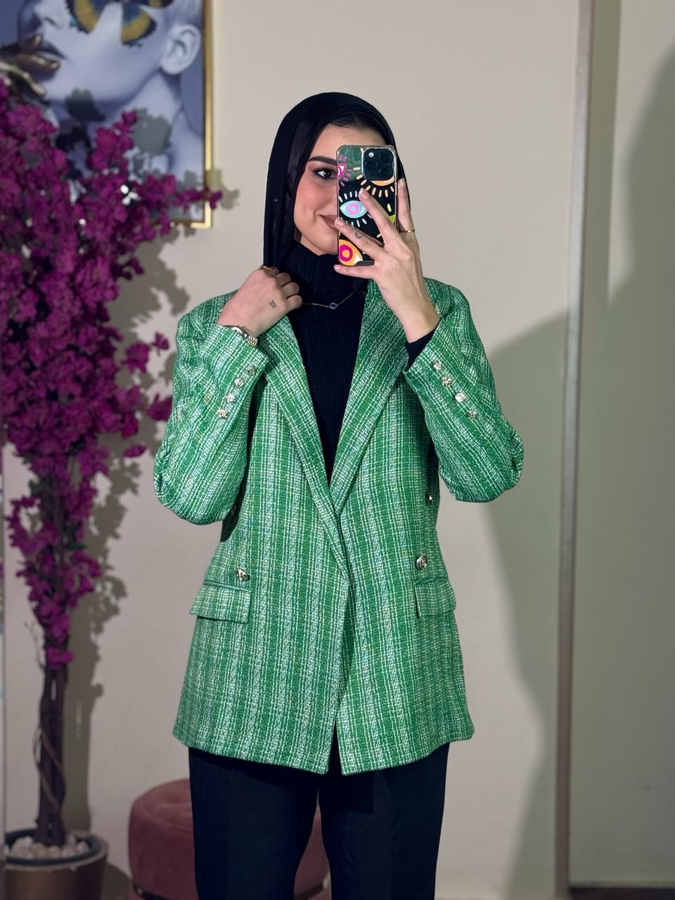 Green Checkered Blazer