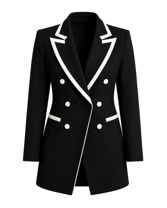 Bold Line Double-Breasted Blazer ghost mannequin