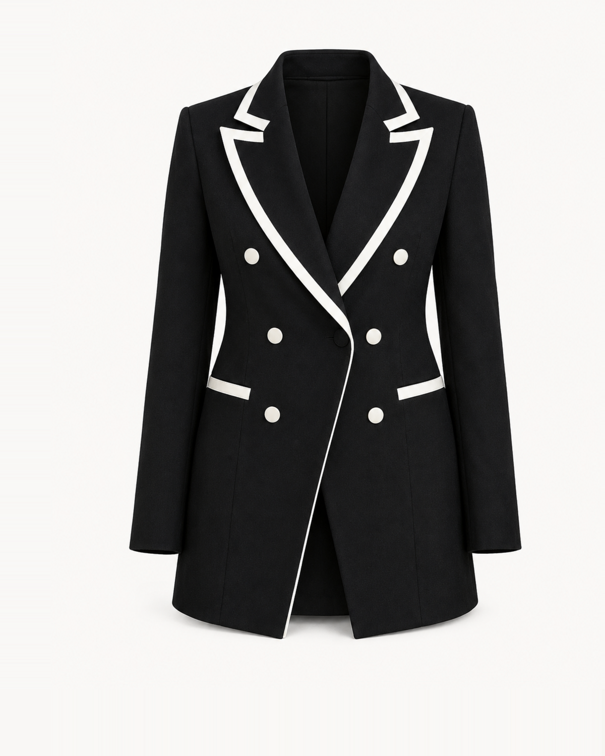 Bold Line Plus Size Blazer in Black ghost mannequin