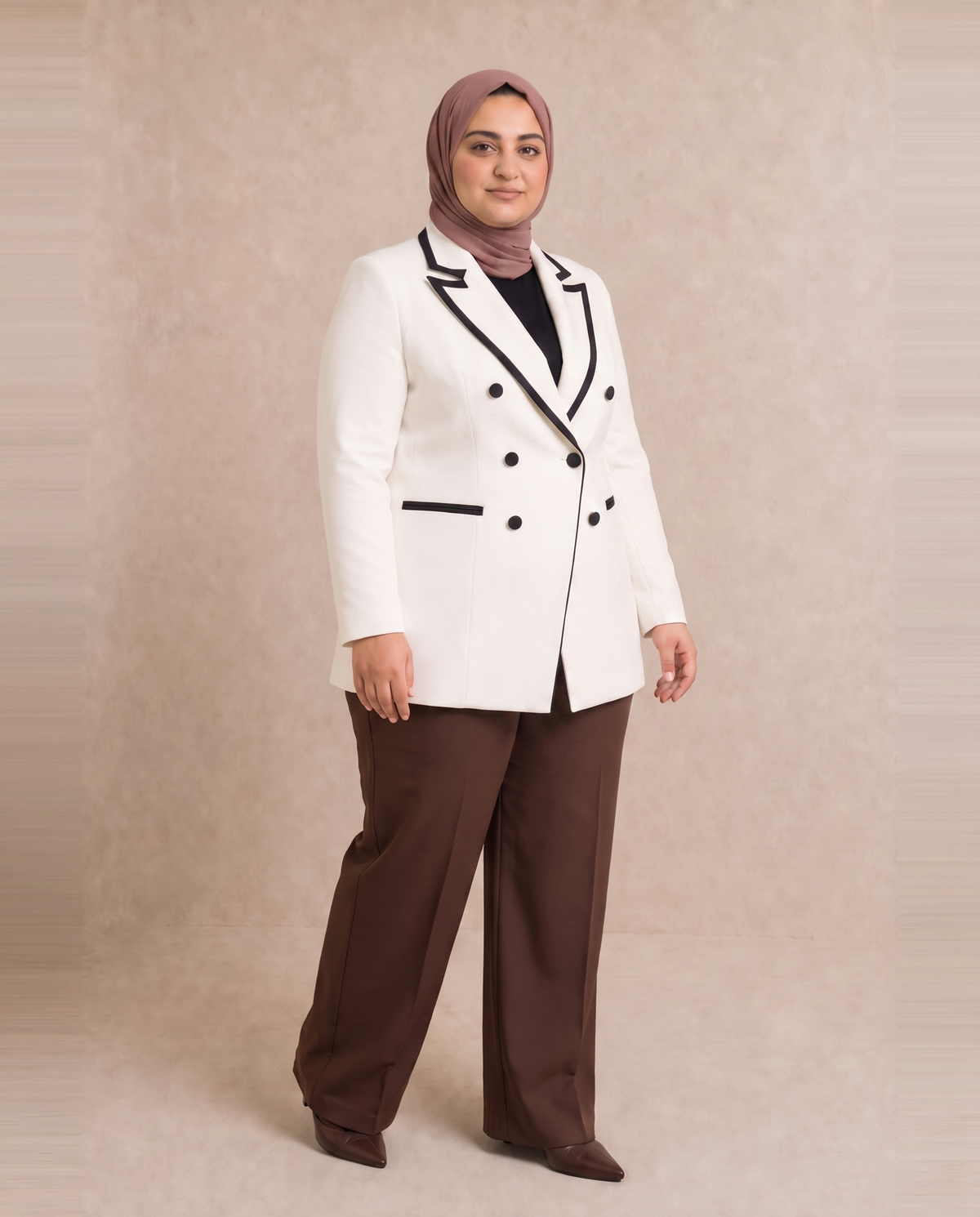 Bold Line Plus Size Blazer in White on plus size model