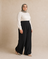Comfort Fit Plus Size Wide-Leg Pants on plus size model