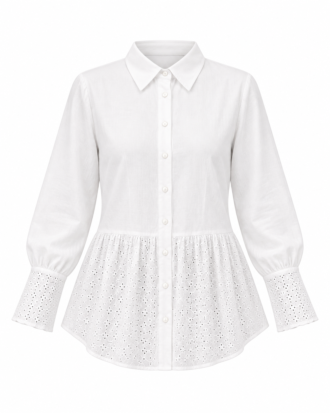 Linen Blouse with Lace Details - The Lady