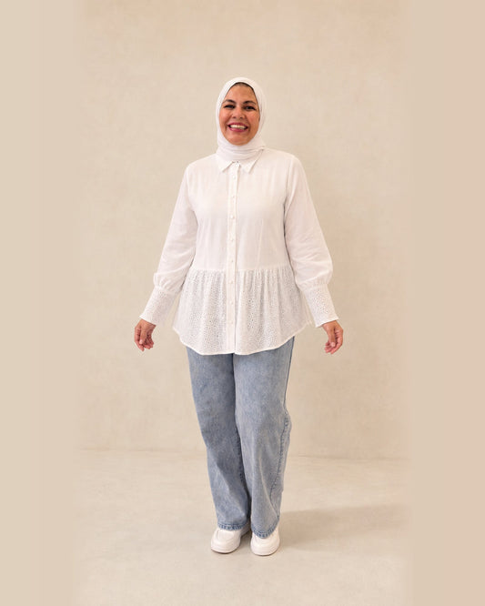 Linen Blouse with Lace Details – featured studio product image