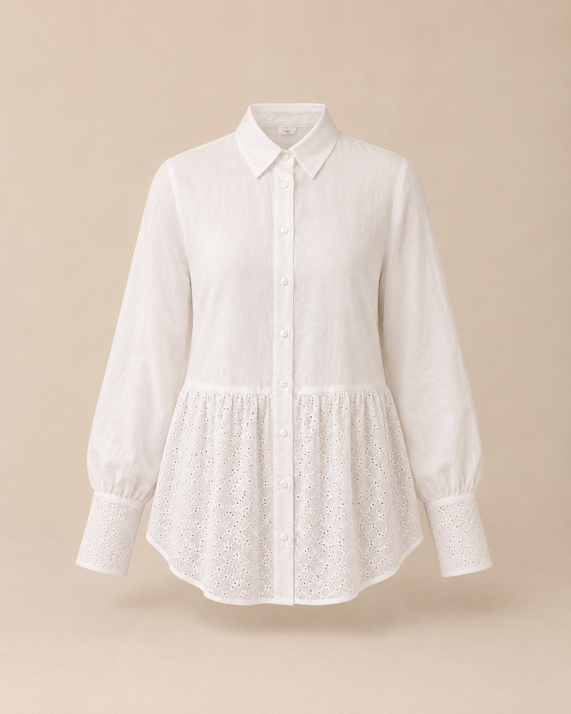 Linen Lace Plus Size Blouse white ghost mannequin