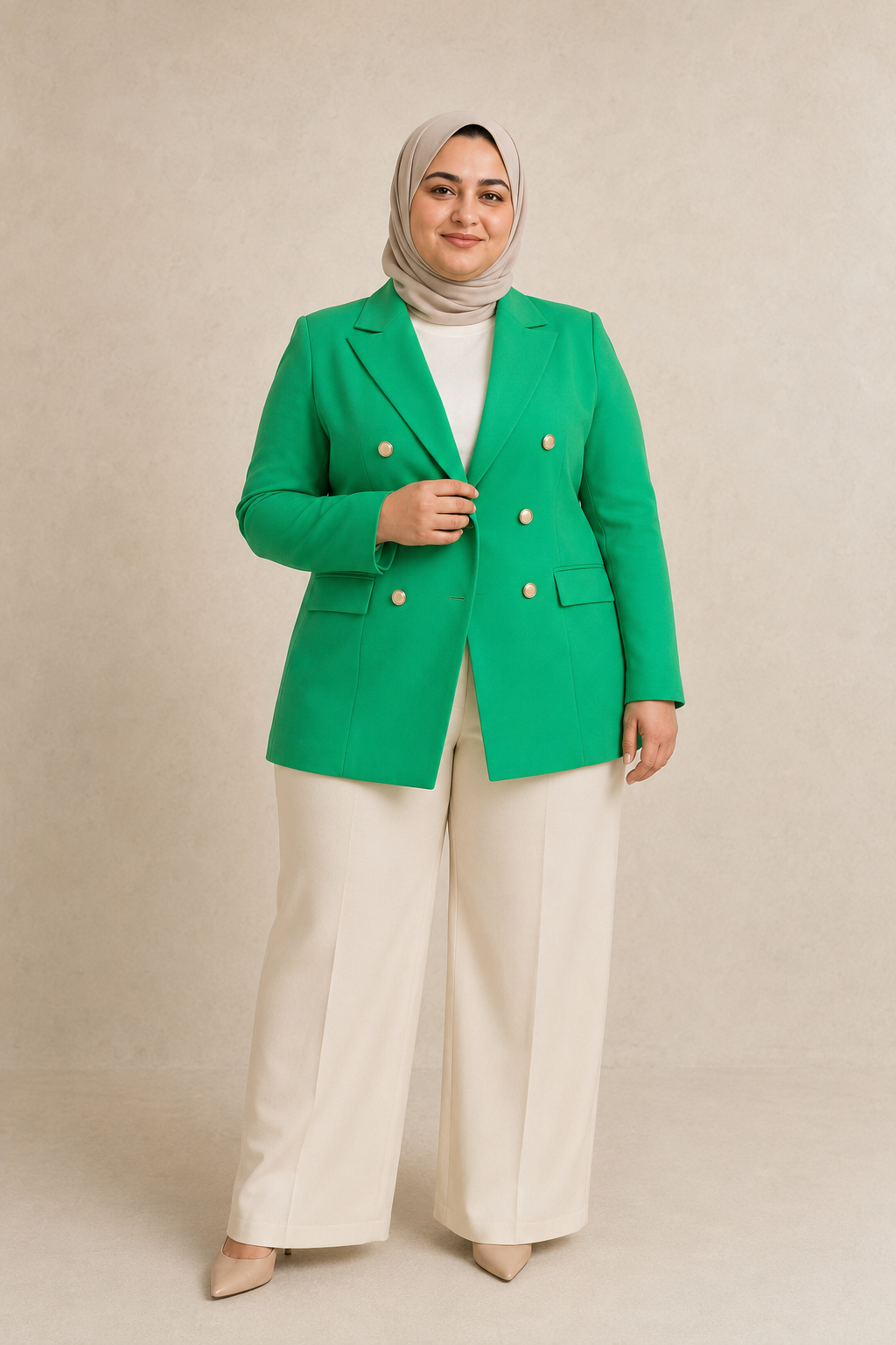 Green Classic Plus Size blazer on model