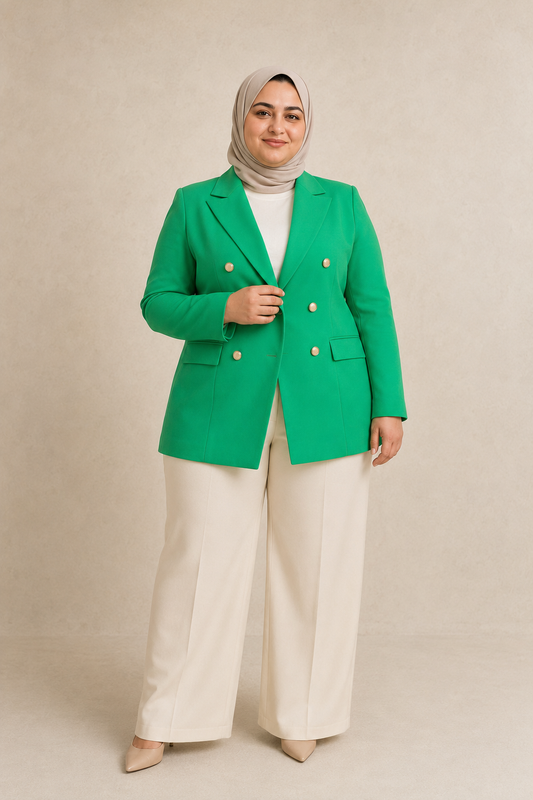 Green Classic Plus Size blazer on model