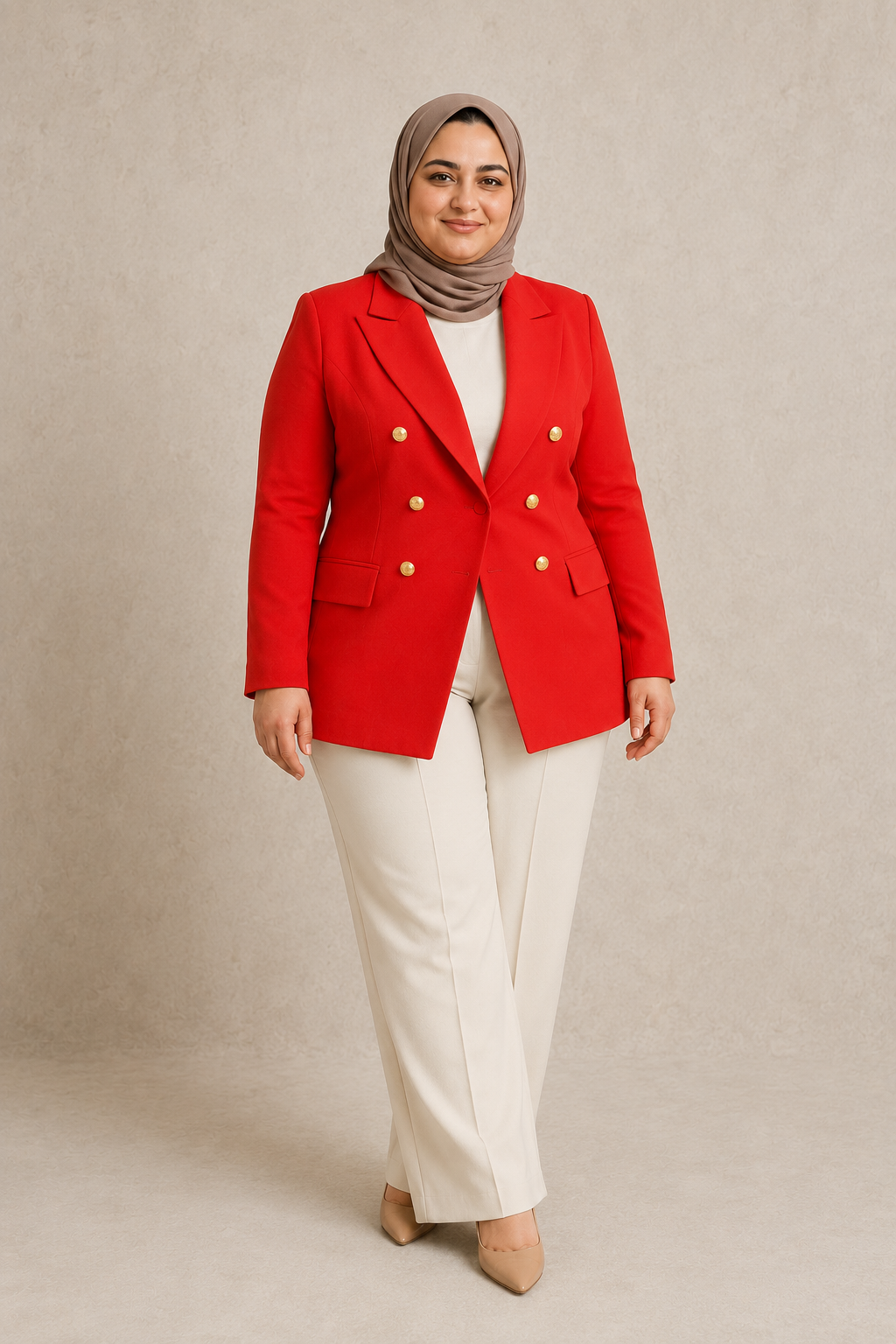 Red Classic Plus Size blazer on model
