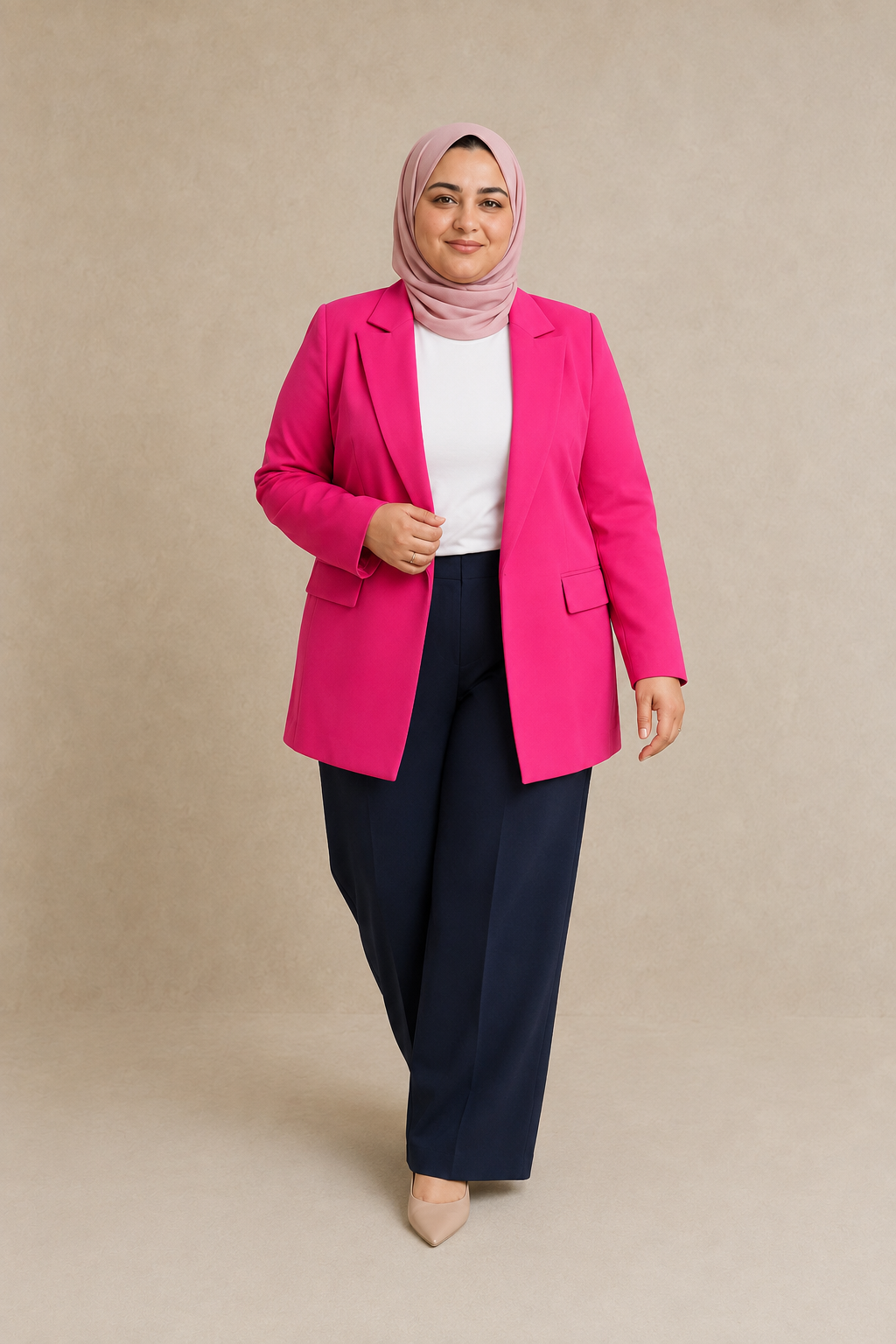 Fushia Plus Size Straight-Cut Blazer on model