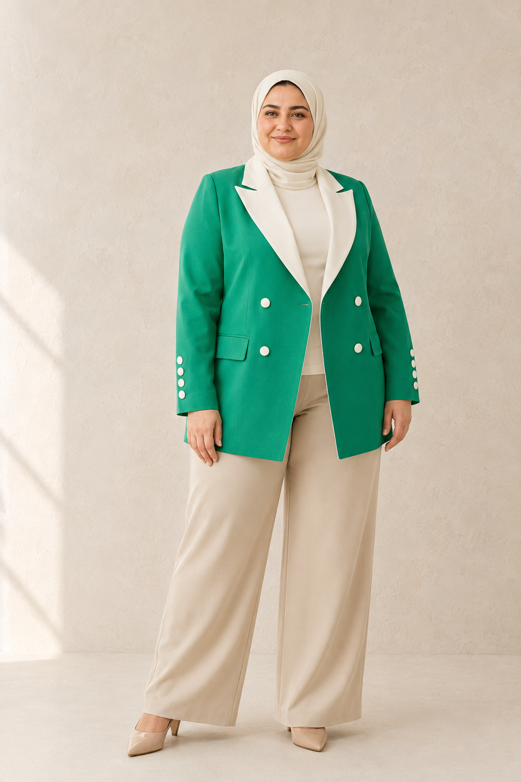 V-Cut Plus Size blazer in Green