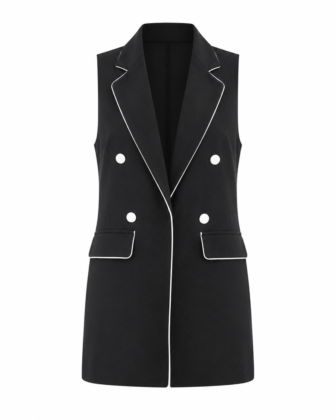 Contrast-Trim Tailored Vest ghost mannequin