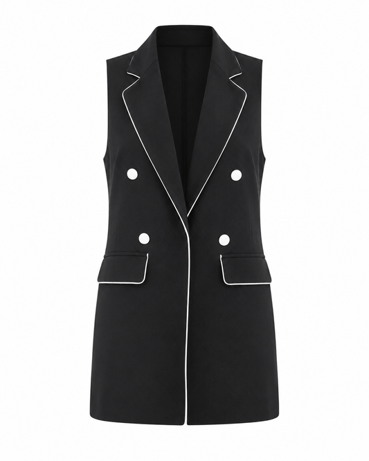 Contrast-Trim Tailored Vest ghost mannequin