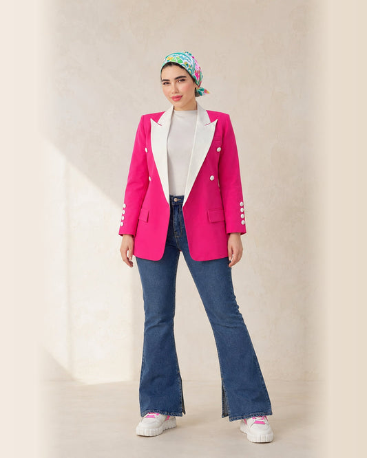 V-Cut Contrast-Lapel Blazer – studio featured image