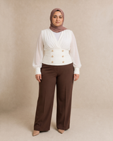 V-Neck Chiffon Plus Size Blouse on plus size model
