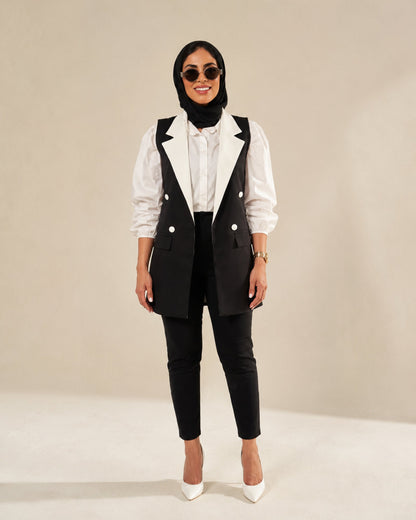 Contrast White-Lapel Tailored Vest – featured studio product image