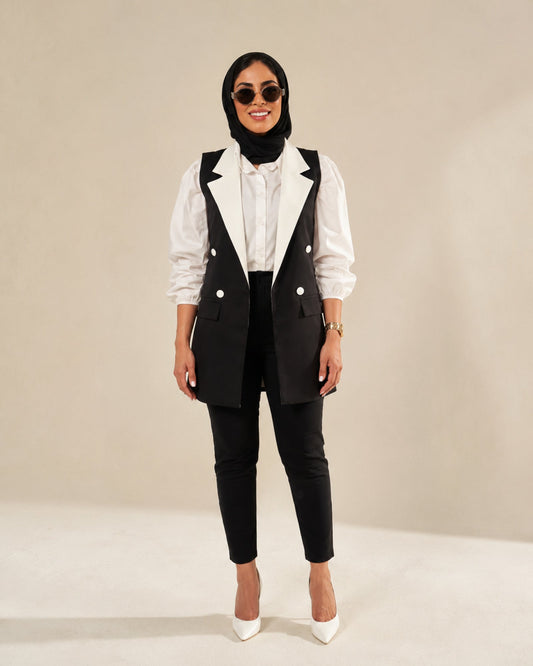 Contrast White-Lapel Tailored Vest – featured studio product image