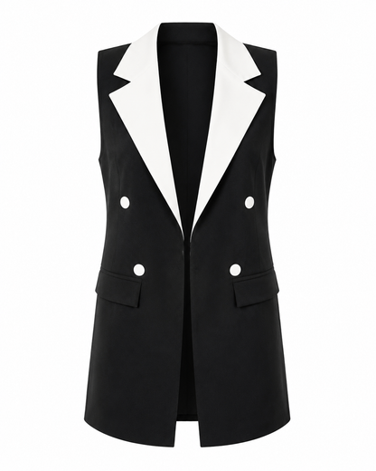 Contrast White-Lapel Tailored Vest ghost mannequin