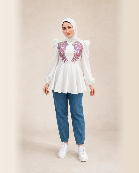 Wing Puff-Sleeve Blouse – studio featured image